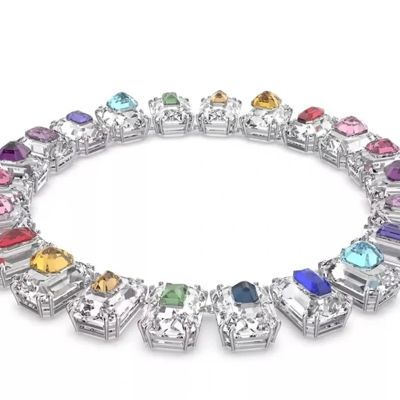 Pre owned Authentic Swarovski Colorful Statement Necklace with earrings - Picture 6 of 17